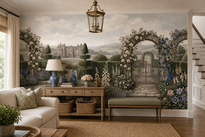 Green Rose Arch Manor Garden Wallpaper Mural - 8