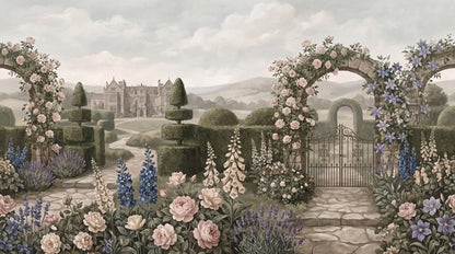 Green Rose Arch Manor Garden Wallpaper Mural - 9