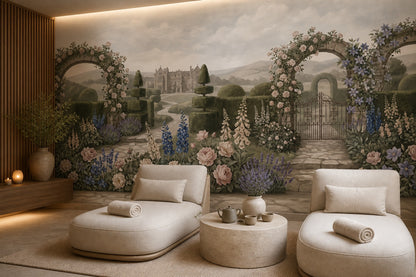 Green Rose Arch Manor Garden Wallpaper Mural - 10