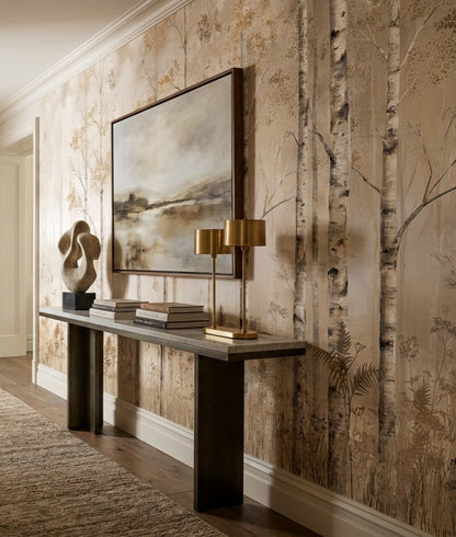 Beige Birch Forest Wallpaper Mural room scene