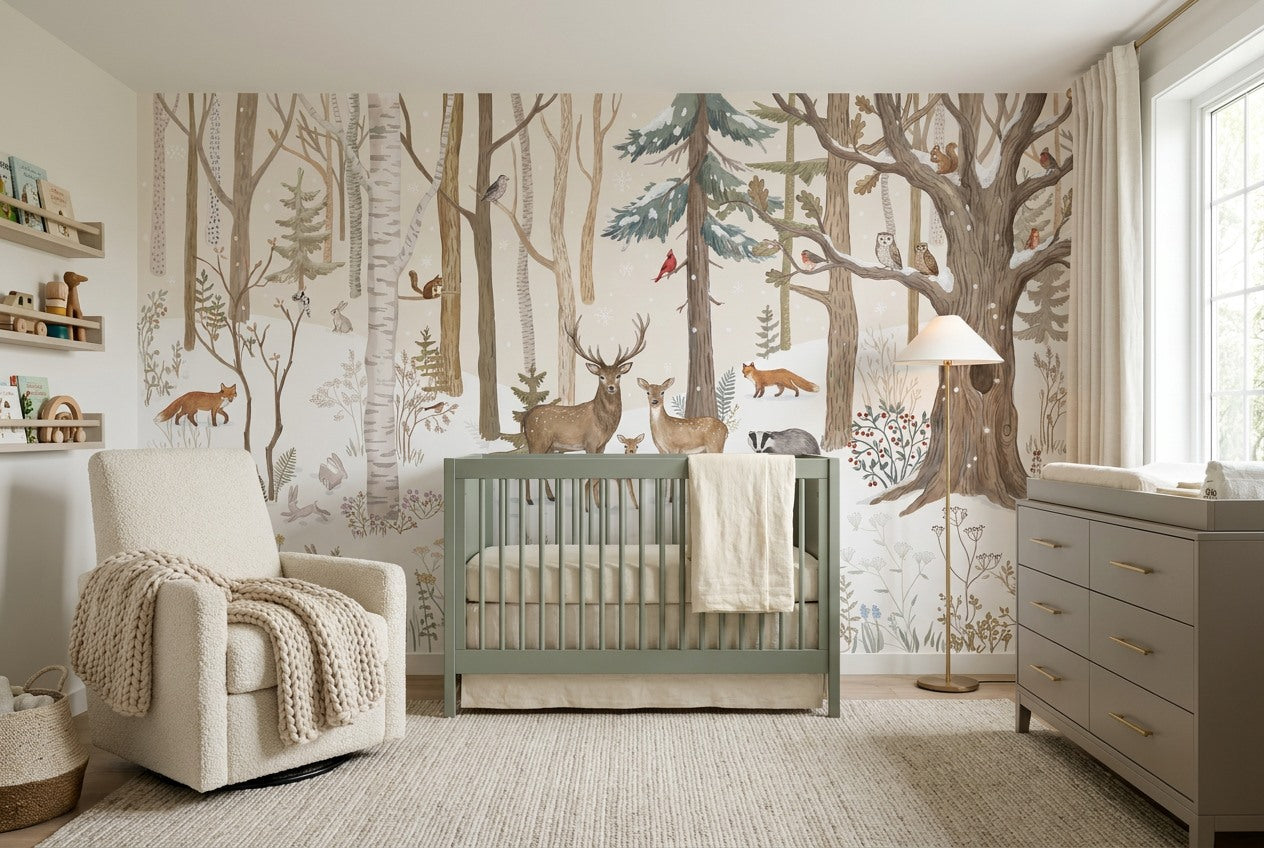 Frozen Tan Winter Forest Wallpaper Mural