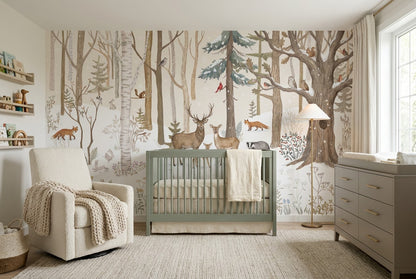 Frozen Tan Winter Forest Wallpaper Mural