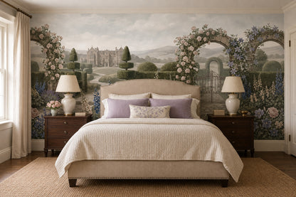 Green Rose Arch Manor Garden Wallpaper Mural - 4