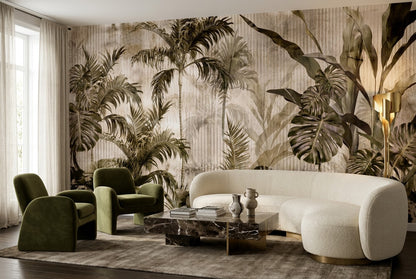 Sepia Palm Vintage Jungle Wallpaper Mural