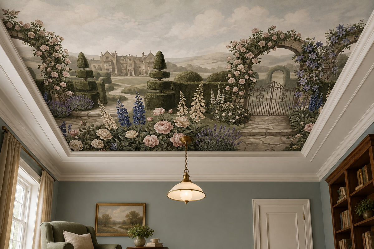 Green Rose Arch Manor Garden Wallpaper Mural - 7