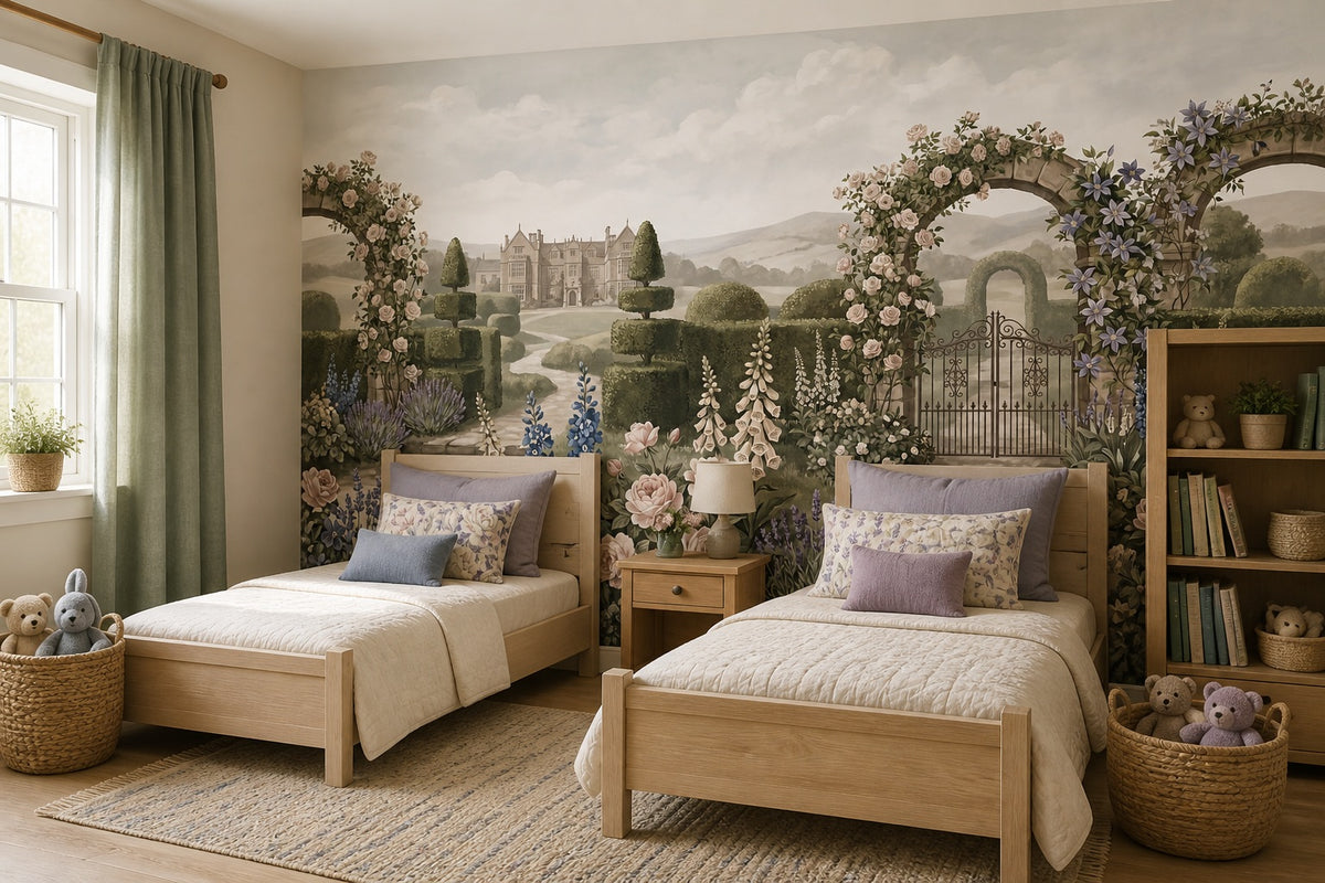 Green Rose Arch Manor Garden Wallpaper Mural - 5
