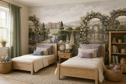 Green Rose Arch Manor Garden Wallpaper Mural - 5