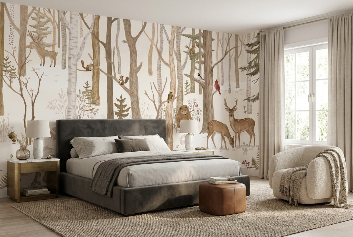 Wintry Tan Winter Forest Wallpaper Mural