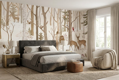 Wintry Tan Winter Forest Wallpaper Mural