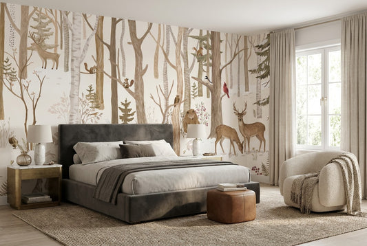 Wintry Tan Winter Forest Wallpaper Mural