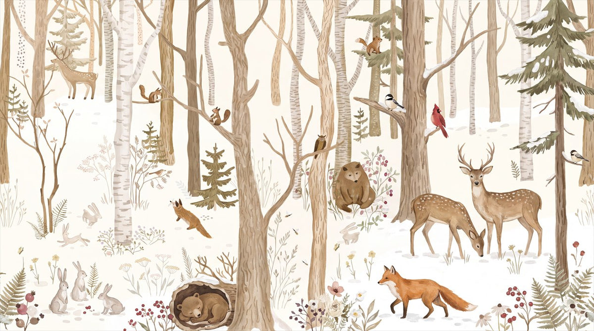 Wintry Tan Winter Forest Wallpaper Mural