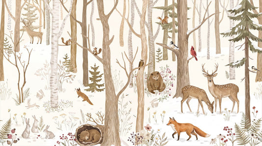Wintry Tan Winter Forest Wallpaper Mural