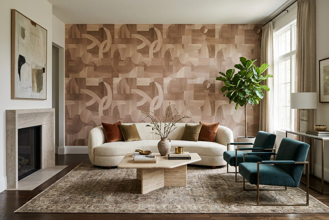 Tan Woodgrain Wallpaper Mural view 7