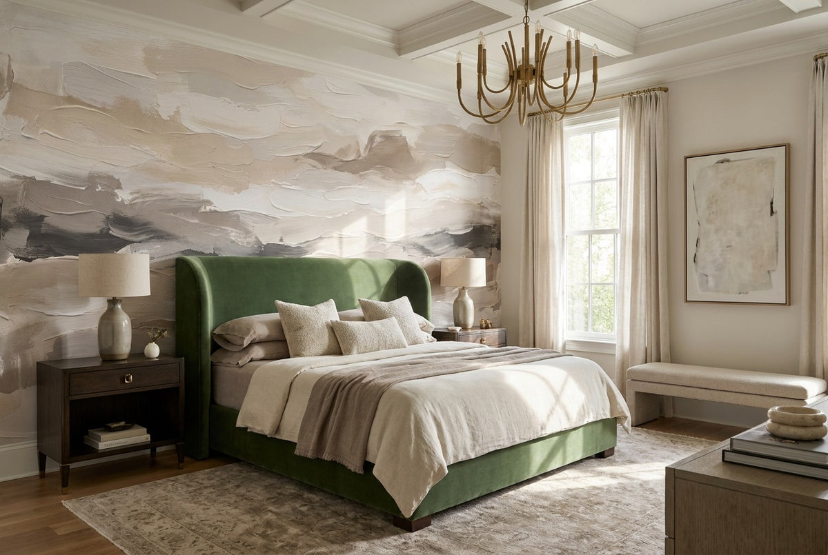 Taupe Waves Wallpaper Mural view 4