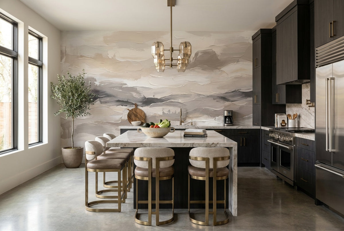 Taupe Waves Wallpaper Mural view 5