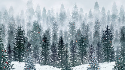 Teal Peaceful Winter Forest Wallpaper Mural