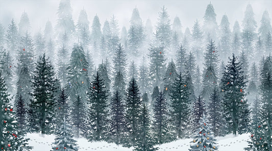 Teal Peaceful Winter Forest Wallpaper Mural