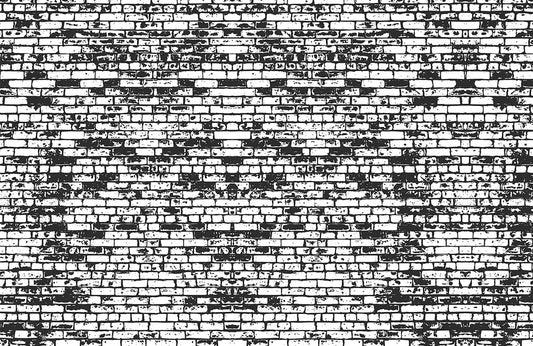 Black and White Brick Mural Wallpaper