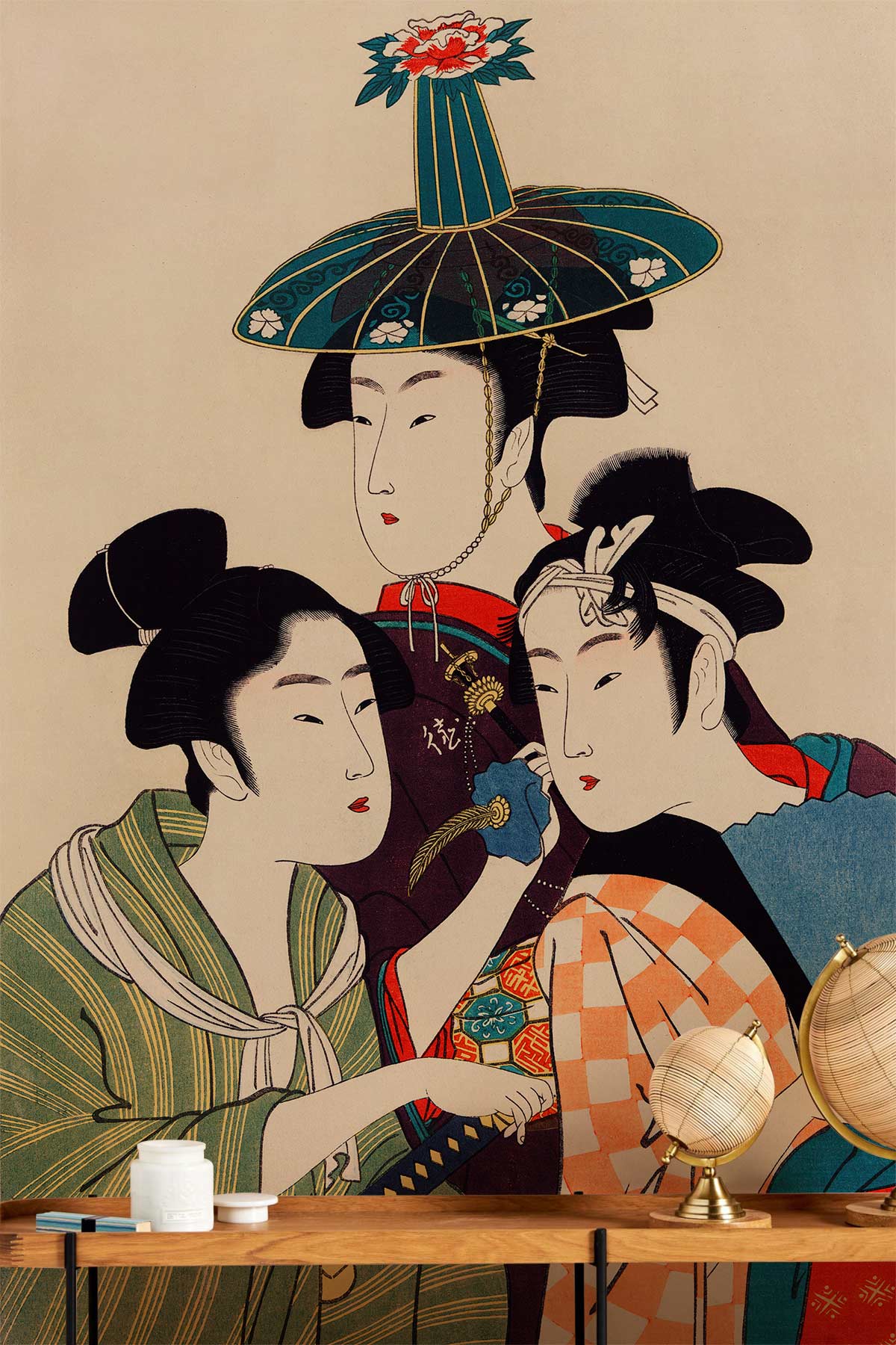 Elegant Japanese Geisha Art Wallpaper Mural