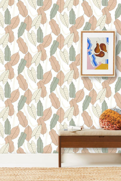 Tricolor Banana Leaves wallpaper mural for the hallway