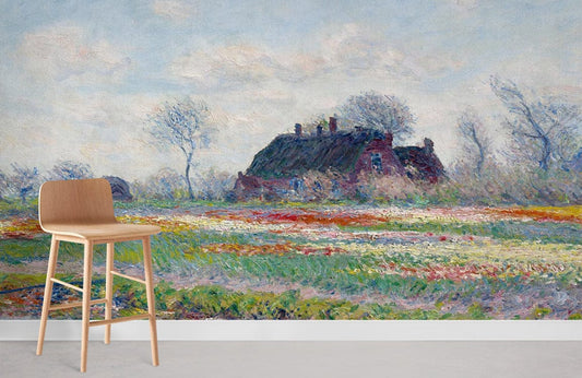 Tulips Field oil painting Mural Wallpaper for Room decor