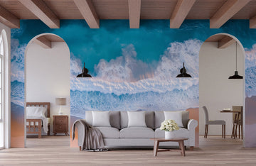 Turquoise Wave Horizon Mural Wallpaper