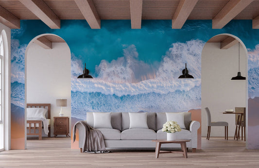 Turquoise Wave Horizon Mural Wallpaper