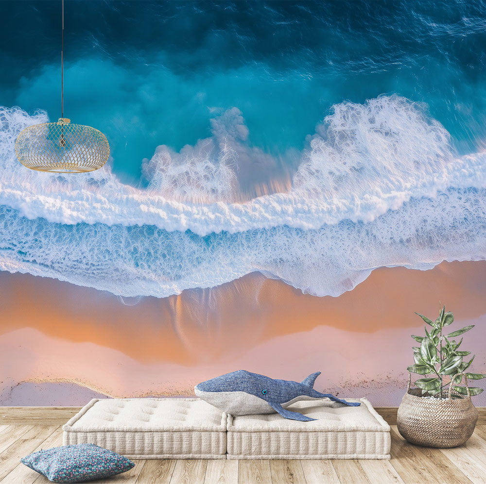 Turquoise Wave Horizon Mural Wallpaper