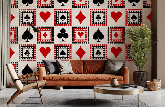 Modern Casino Card Motif Mural Wallpaper