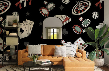 Vibrant Casino Game Room Mural Wallpaper