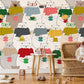 Colorful Scarved Bears Nursery Mural Wallpaper