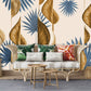 3D gold leaves wallpaper mural for living room