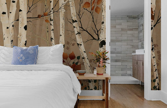 Autumn Birch Tree Forest Wall Mural