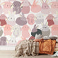 Cute Pastel Bunny Pattern Mural Wallpaper