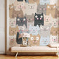 Cute Cat Cartoon Pattern Mural Wallpaper