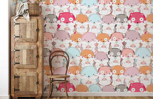 Cute Animal Illustration Kids Wallpaper Mural