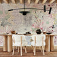 unique line drawn flower wallpaper mural for home