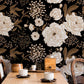 Elegant Black Gold Floral Mural Wallpaper