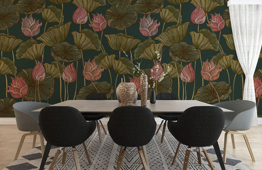 Emerald Green Botanical Leaf Mural Wallpaper