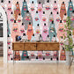 Colorful Bear Floral Nursery Mural Wallpaper