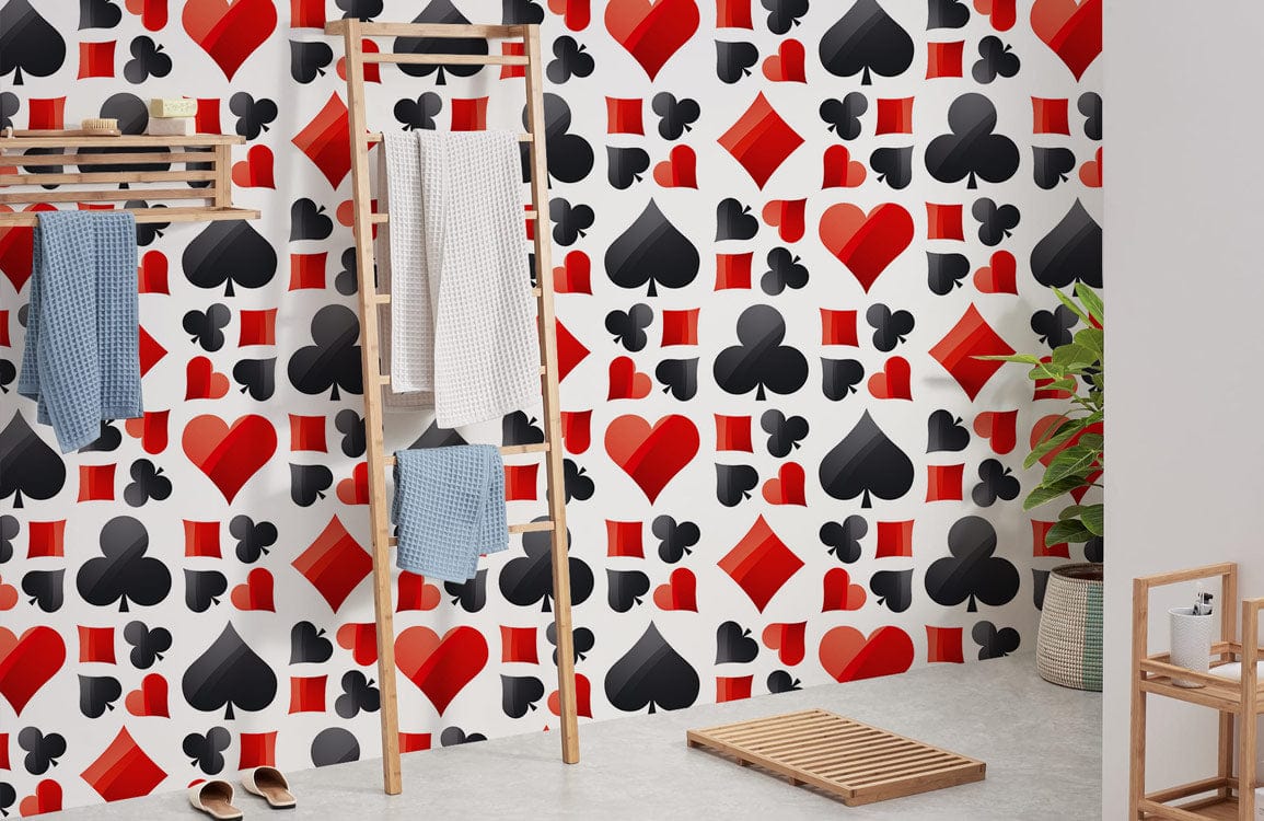 Modern Geometric Card Suits Wallpaper Mural