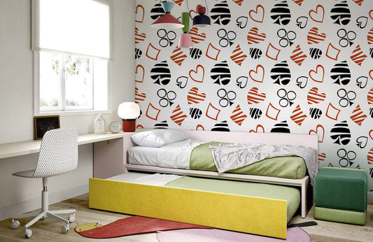 Modern Geometric Orange Black Mural Wallpaper