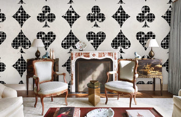 Geometric Black White Heart Mural Wallpaper