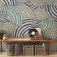 Modern Abstract Blue Geometric Wallpaper Mural