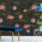 Sample of Botanical Lotus Floral Art Mural Wallpaper