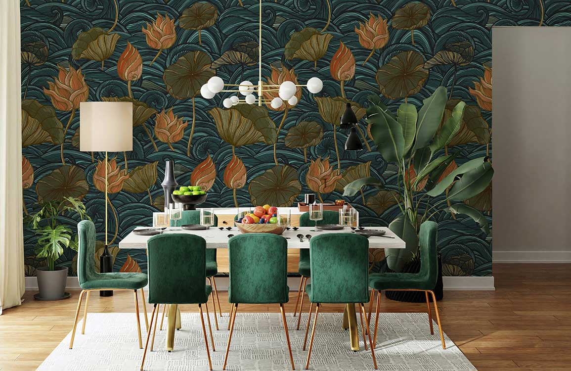 Tropical Botanical Leaf Design Mural Wallpaper