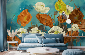 Misty Flowers Wallpaper Mural