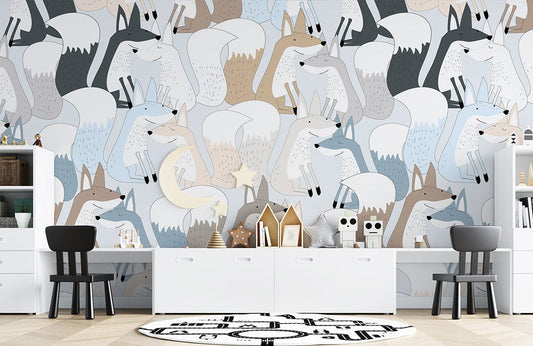 straigh sat tfoxes wallpaper mural for living room