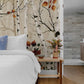 The bedrooms are the ideal place for the muted fall wallpaper mural that features a firmiana woodland.