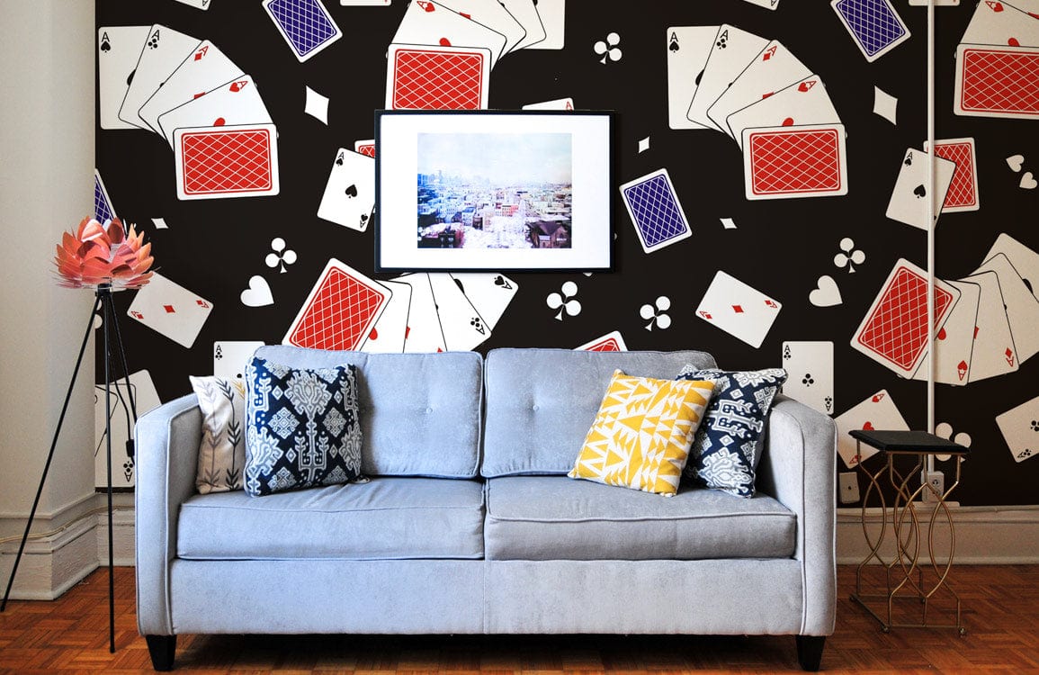 Unique Playing Cards Modern Mural Wallpaper